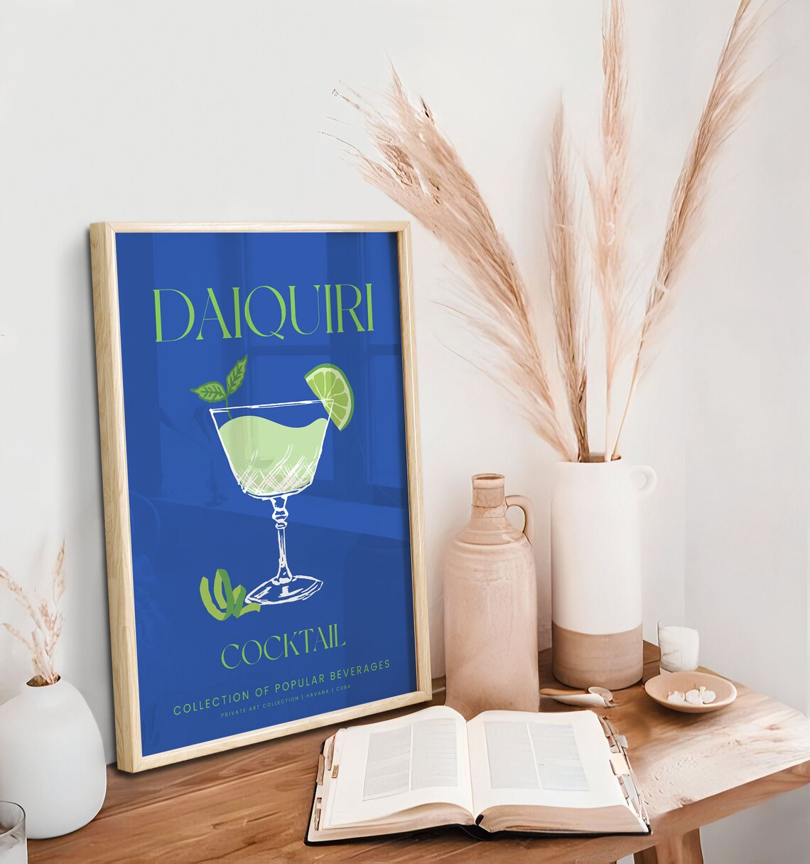 Daiquiri Cocktail Blue Illustration Tropical Bar Wall Art Poster - Image 4