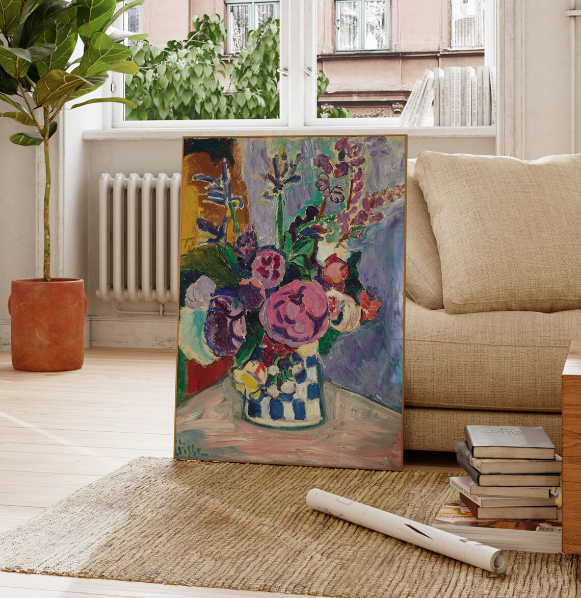 Henri Matisse Flower Vase Bouquet Blue Vase Colorful Fauvist Still Life Poster - Image 4