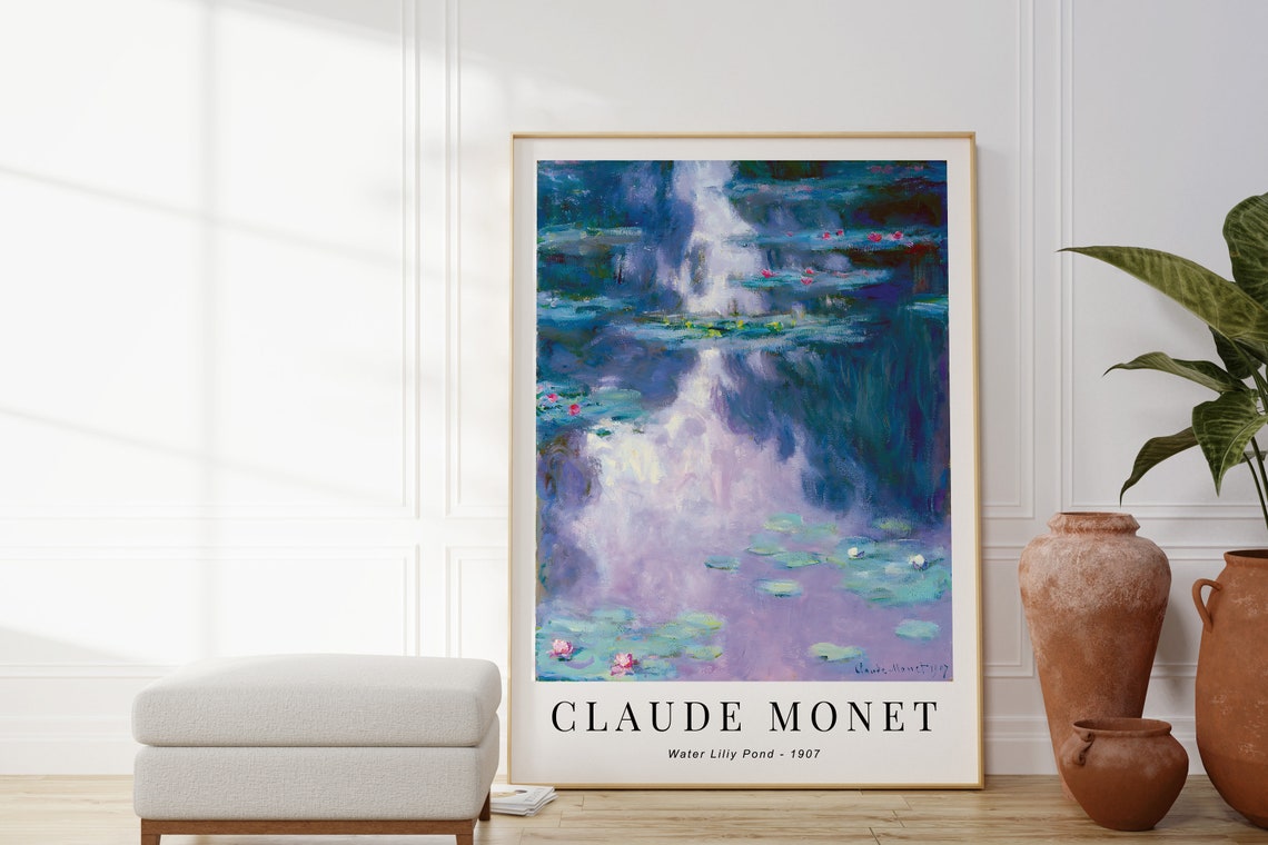 Claude Monet Water Lilly Pond Print Modern Abstract Impressionism Floral Botanical Blue Art Poster Gallery Wall Decor Gift For Her - Image 4