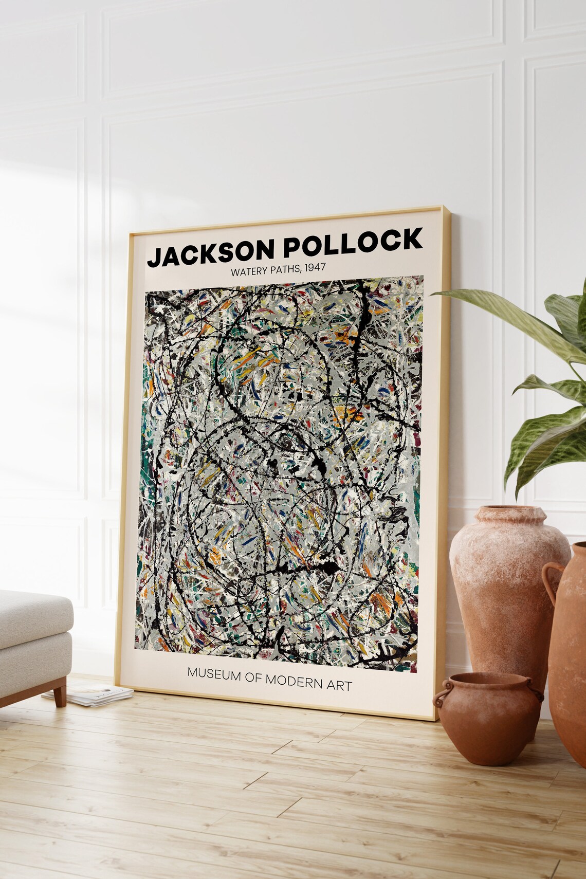 Jackson Pollock-Inspired Watery Paths Abstract Art Print - Image 2
