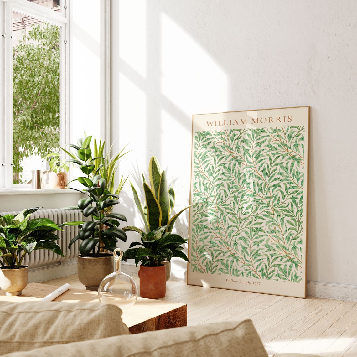 William Morris Willow Bough 1887 Green Willow Leaf Pattern Wall Art - Image 4