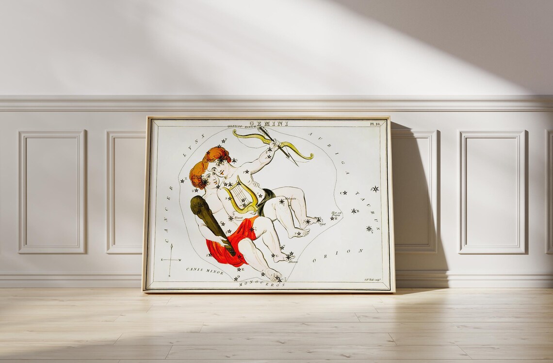 Gemini Constellation Vintage Celestial Star Chart Astrology Zodiac Wall Poster - Image 4