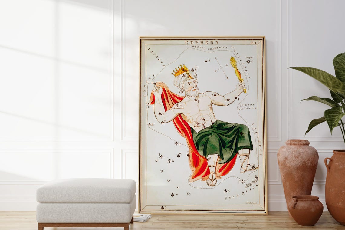 Cepheus Star Map Art Poster Constellation Wall Print Celestial Decor Unique Gift Idea Zodiac Artwork Astrological Wall Art Home Decor - Image 3