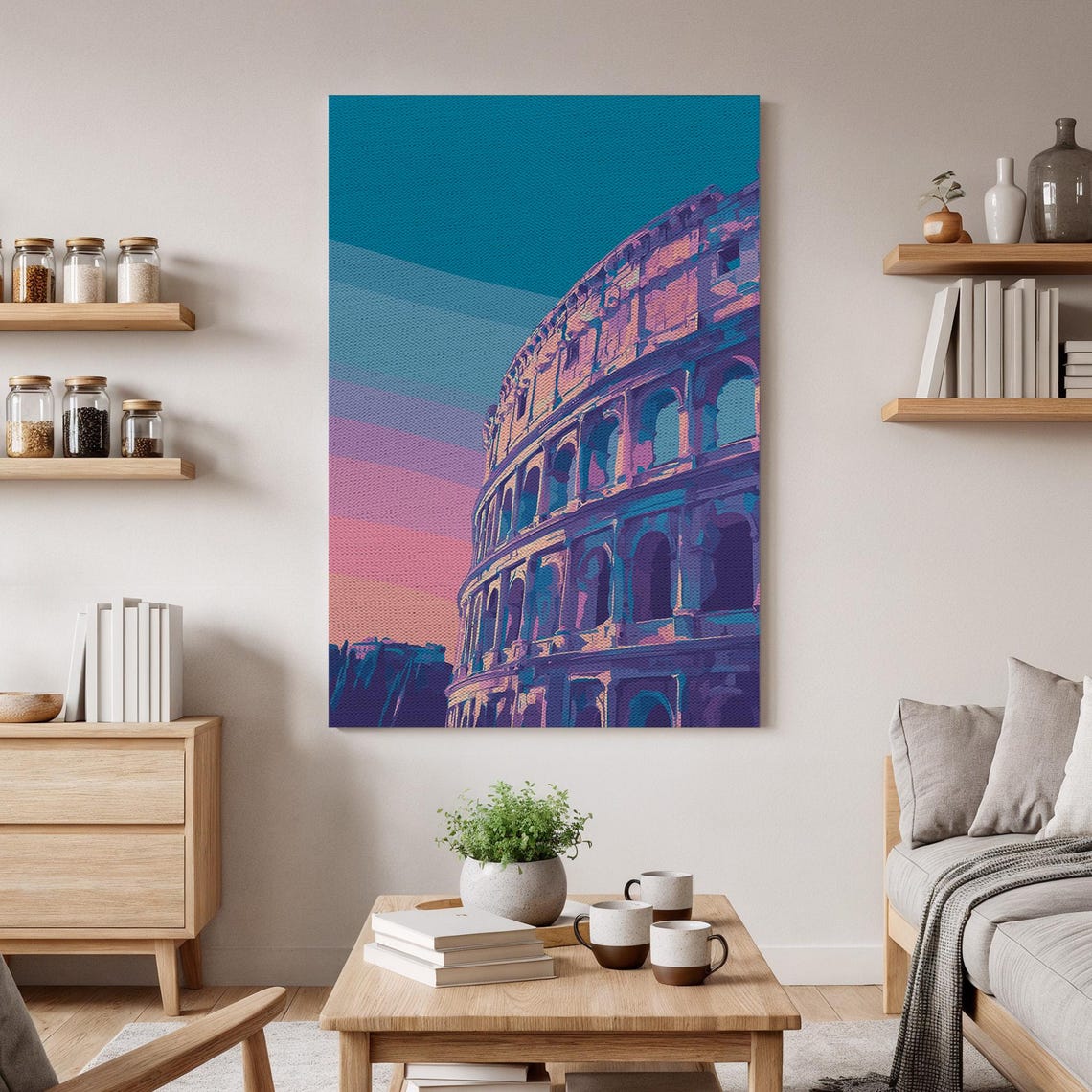 Ancient Rome Colosseum Sunset Pop Art Landmark Travel Poster