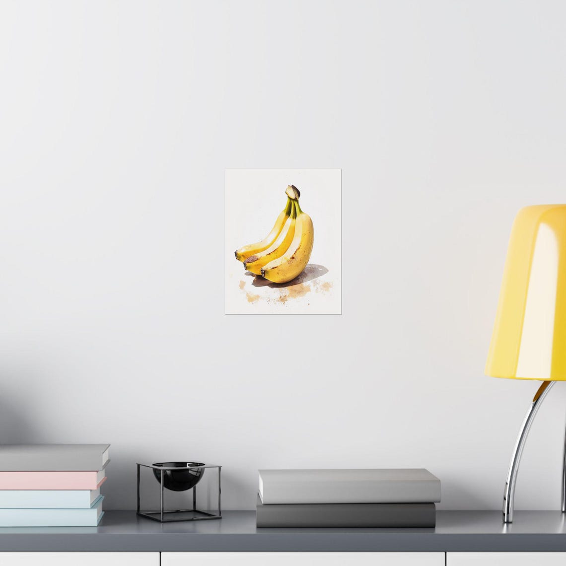 Golden Banana Trio Watercolor Kitchen Still Life Wall Poster - Image 3