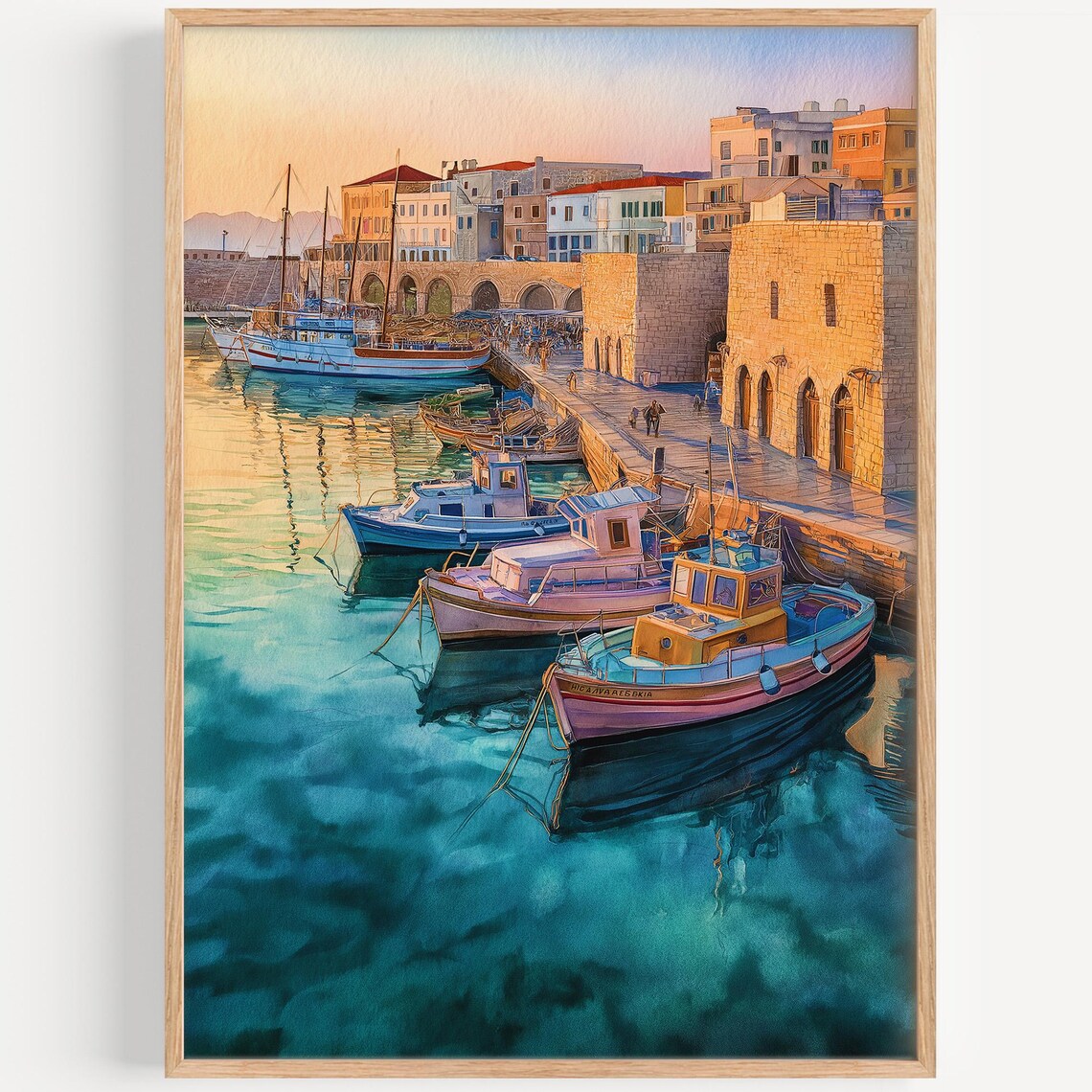 Heraklion Watercolor Travel Poster, Greece