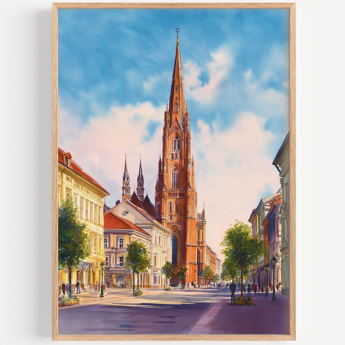 Osijek Watercolor Travel Poster, Croatia Illustration