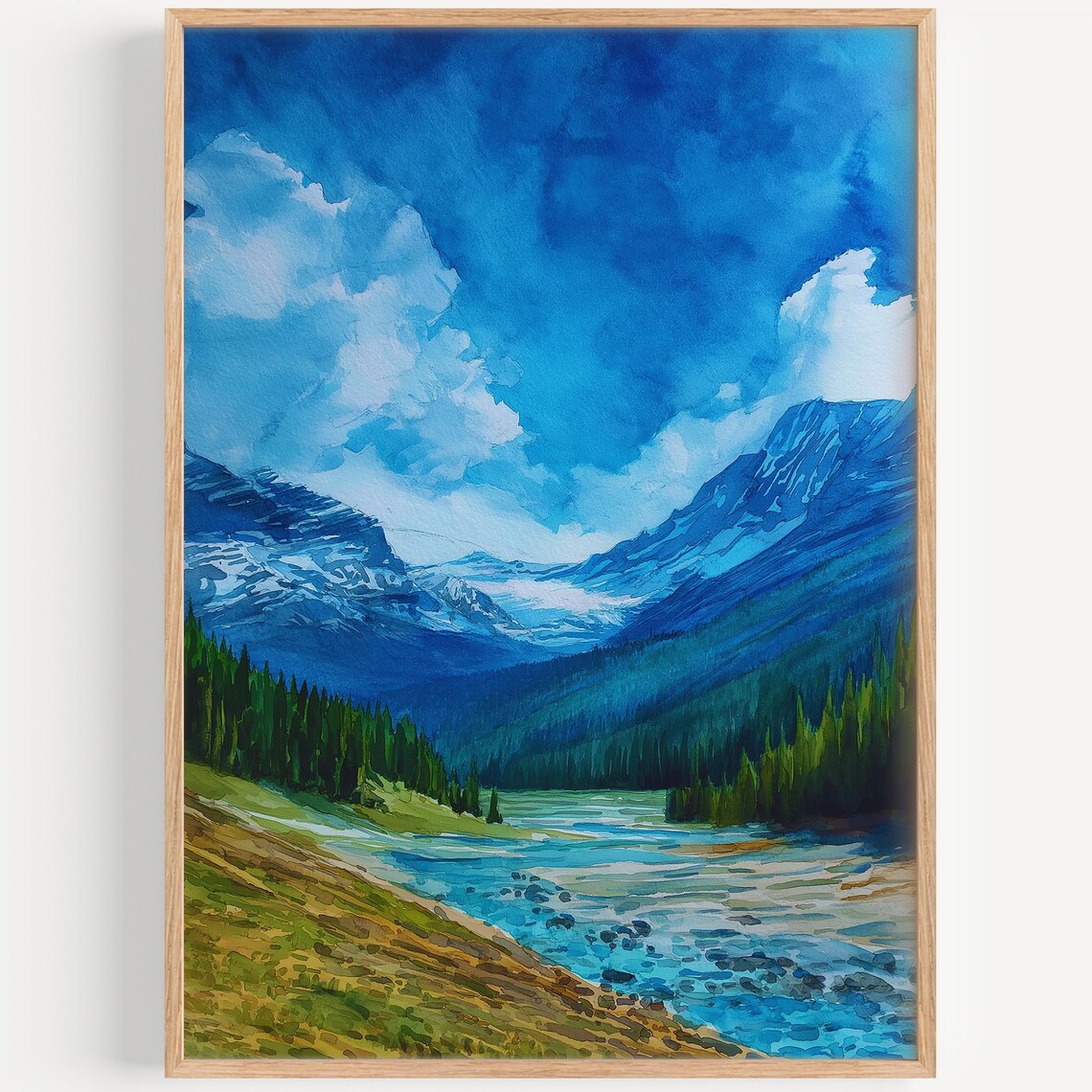 Jasper National Park Watercolor Travel Poster