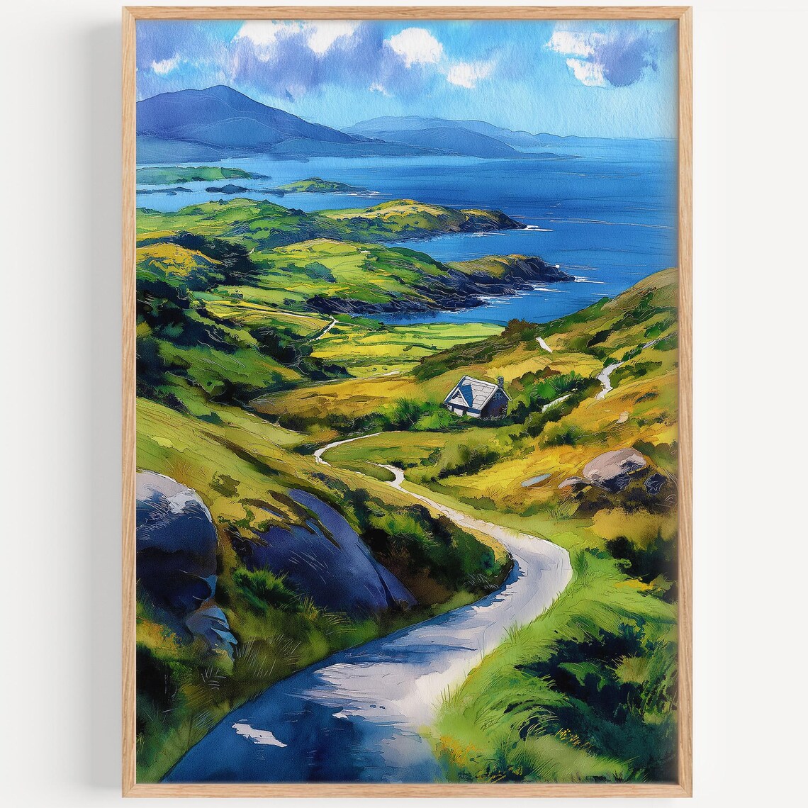Ring Of Kerry Watercolor Travel Poster, Ireland