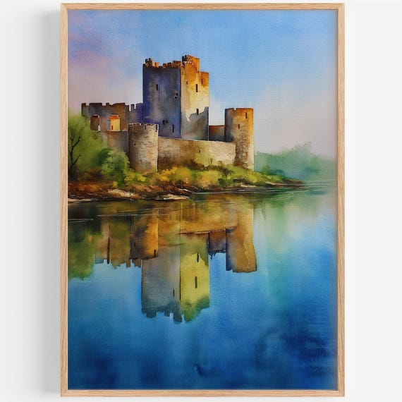 Limerick Watercolor Painting Wall Art Print Ireland Travel Poster Decor Illustration Home