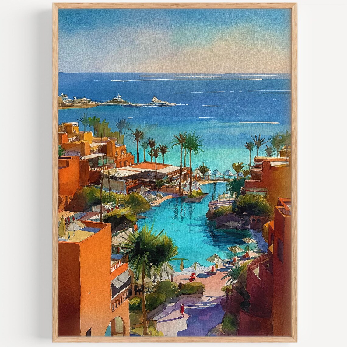 Sharm El Sheikh Watercolor Travel Poster, Egypt Decor