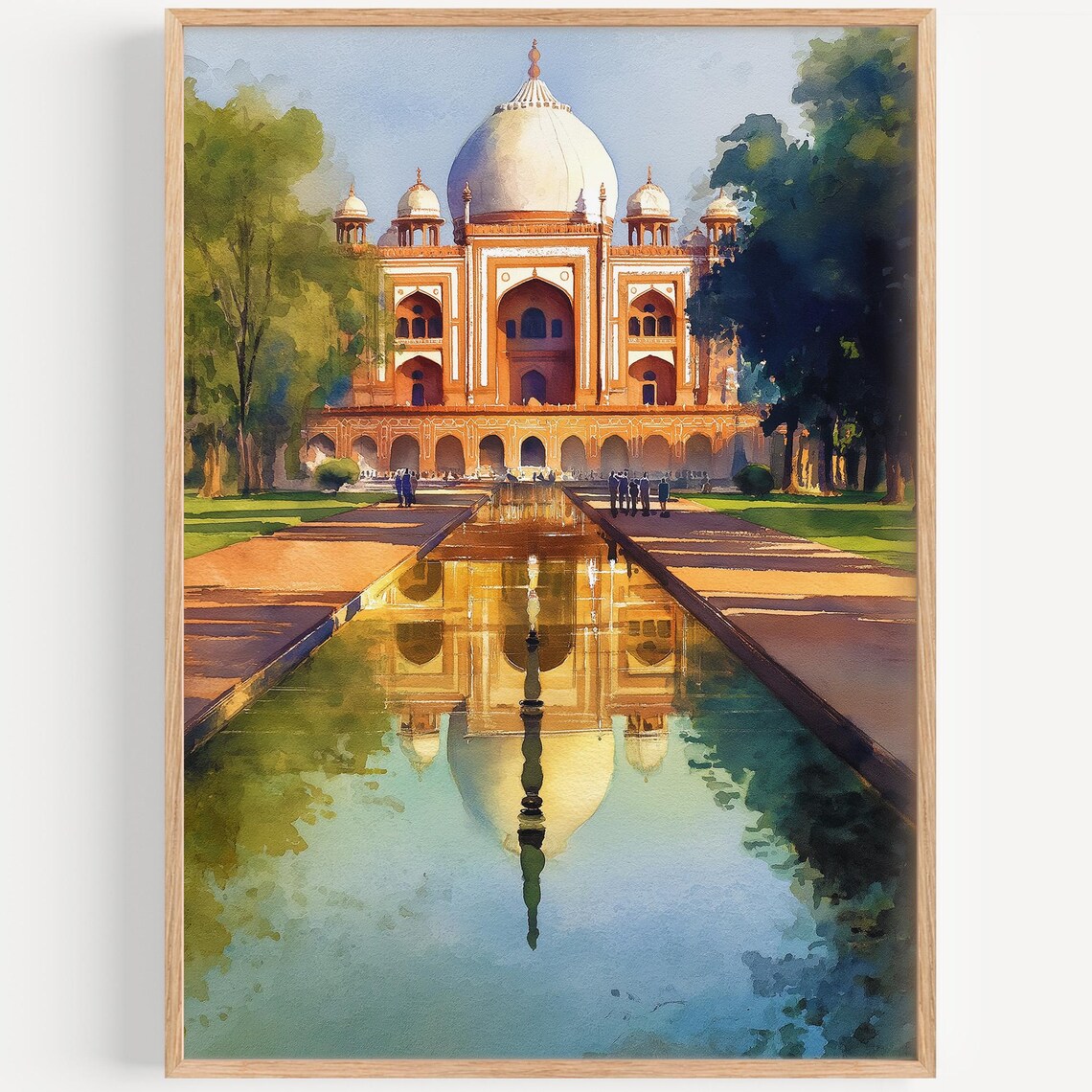 Shalimar Bagh Watercolor Travel Poster, India