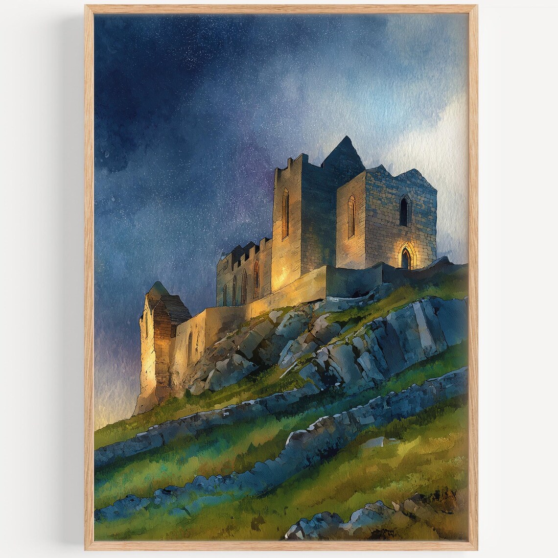 Rock Of Cashel Watercolor Travel Poster, Ireland