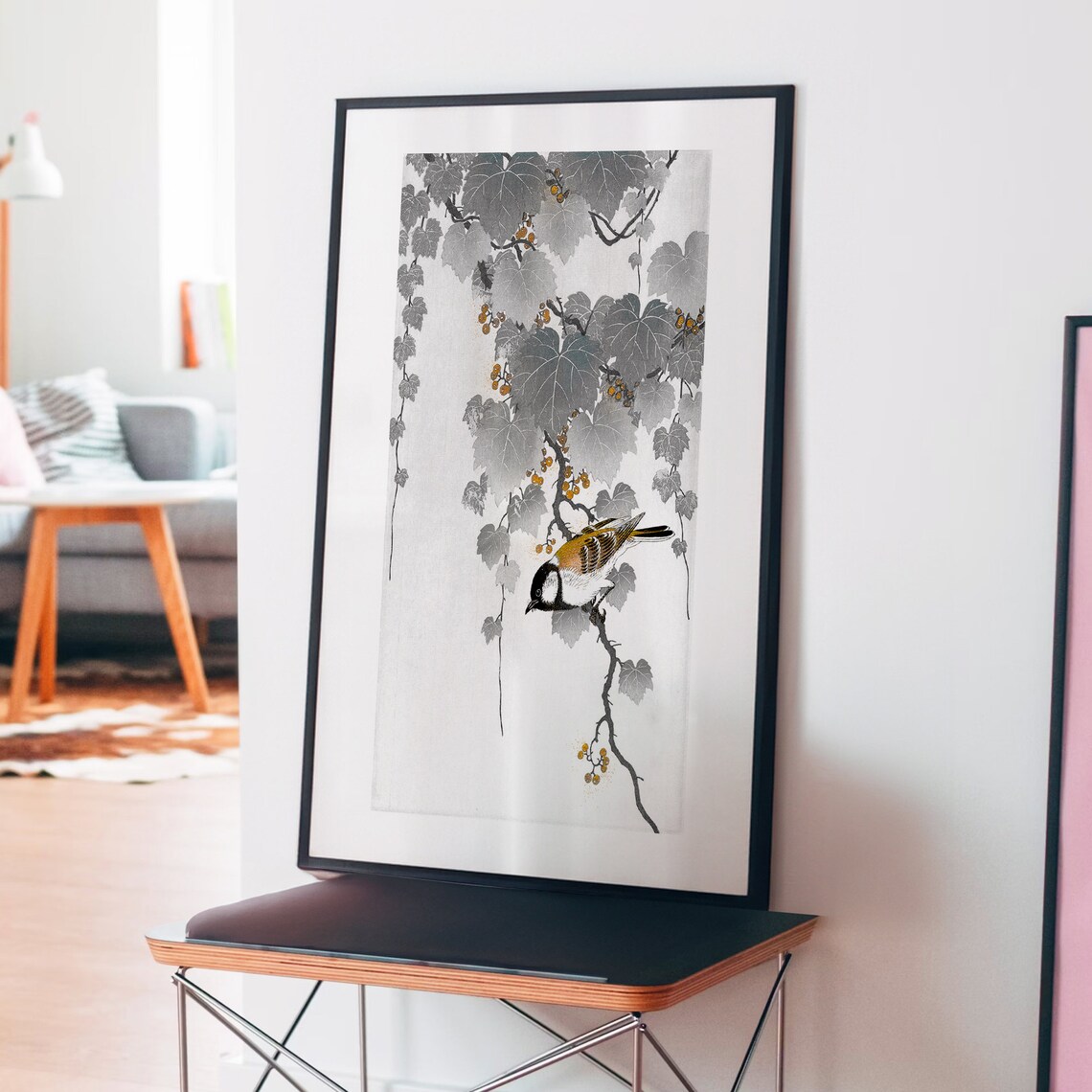 Ohara Koson Great Tit On Vine With Berries Vintage Bird Woodblock Poster - Image 4