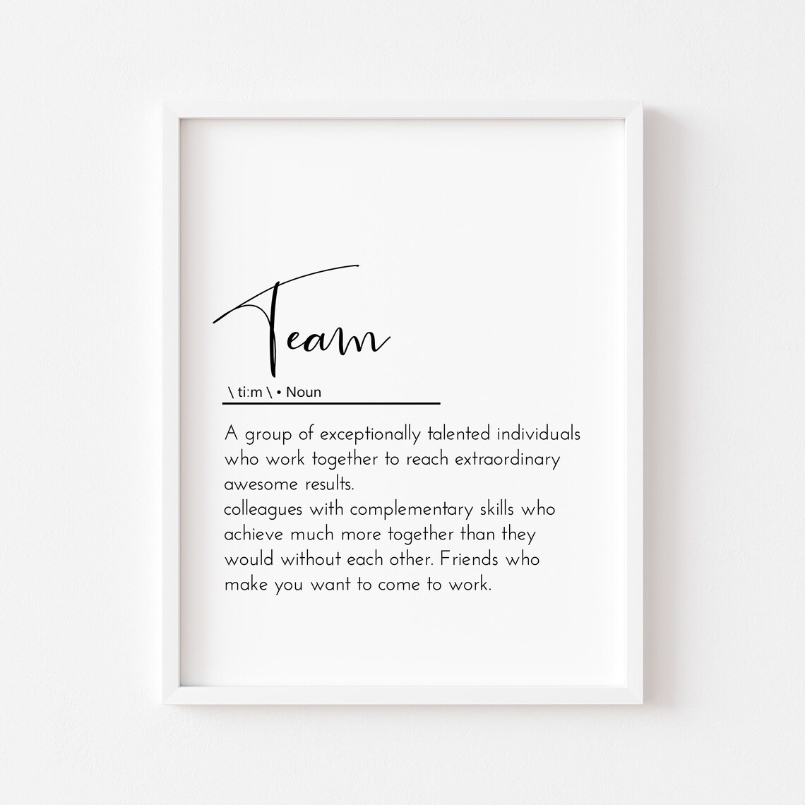Team Definition Quote, Office Decor Art Print
