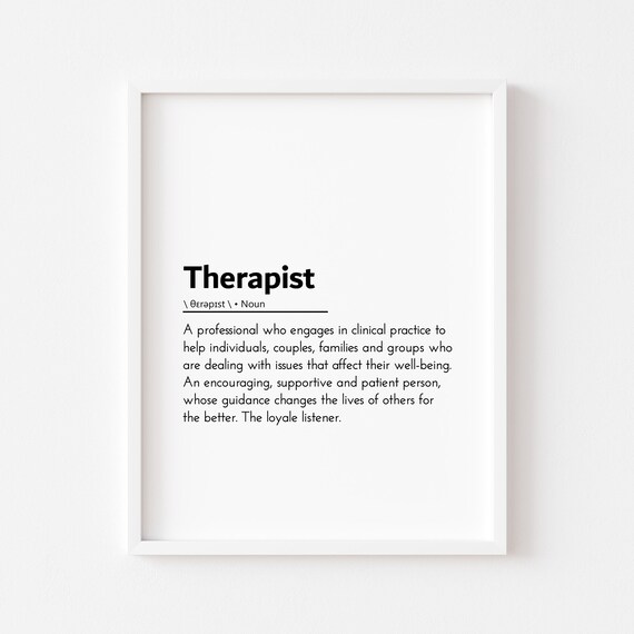Therapist Definition Heartfelt Counselor Appreciation Gift Poster