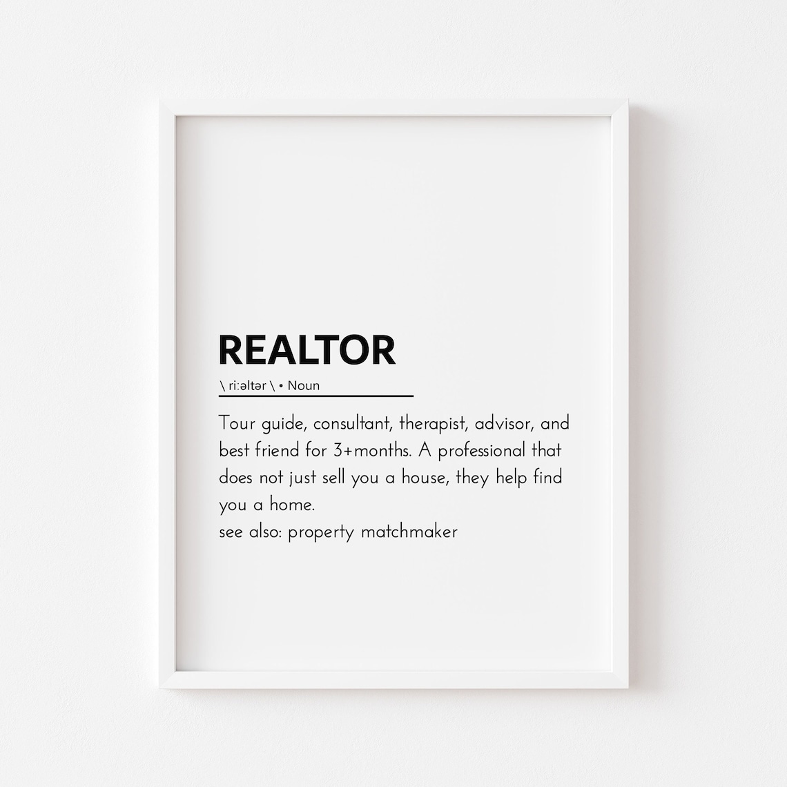 Realtor Definition Sign, Office Decor Art Print