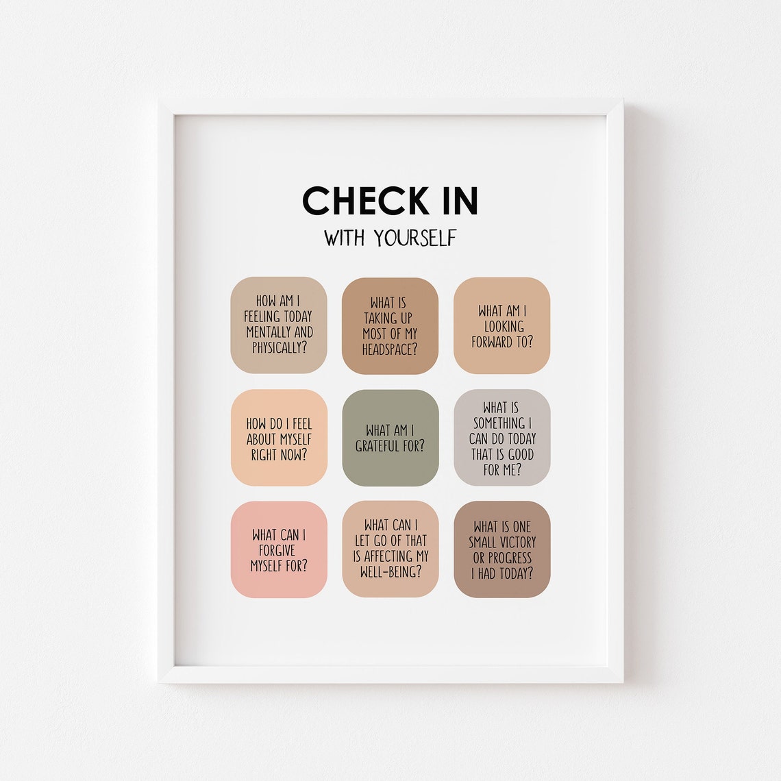Check In With Yourself Mental Health Print Feelings Poster Mindfulness Art Counseling Posters