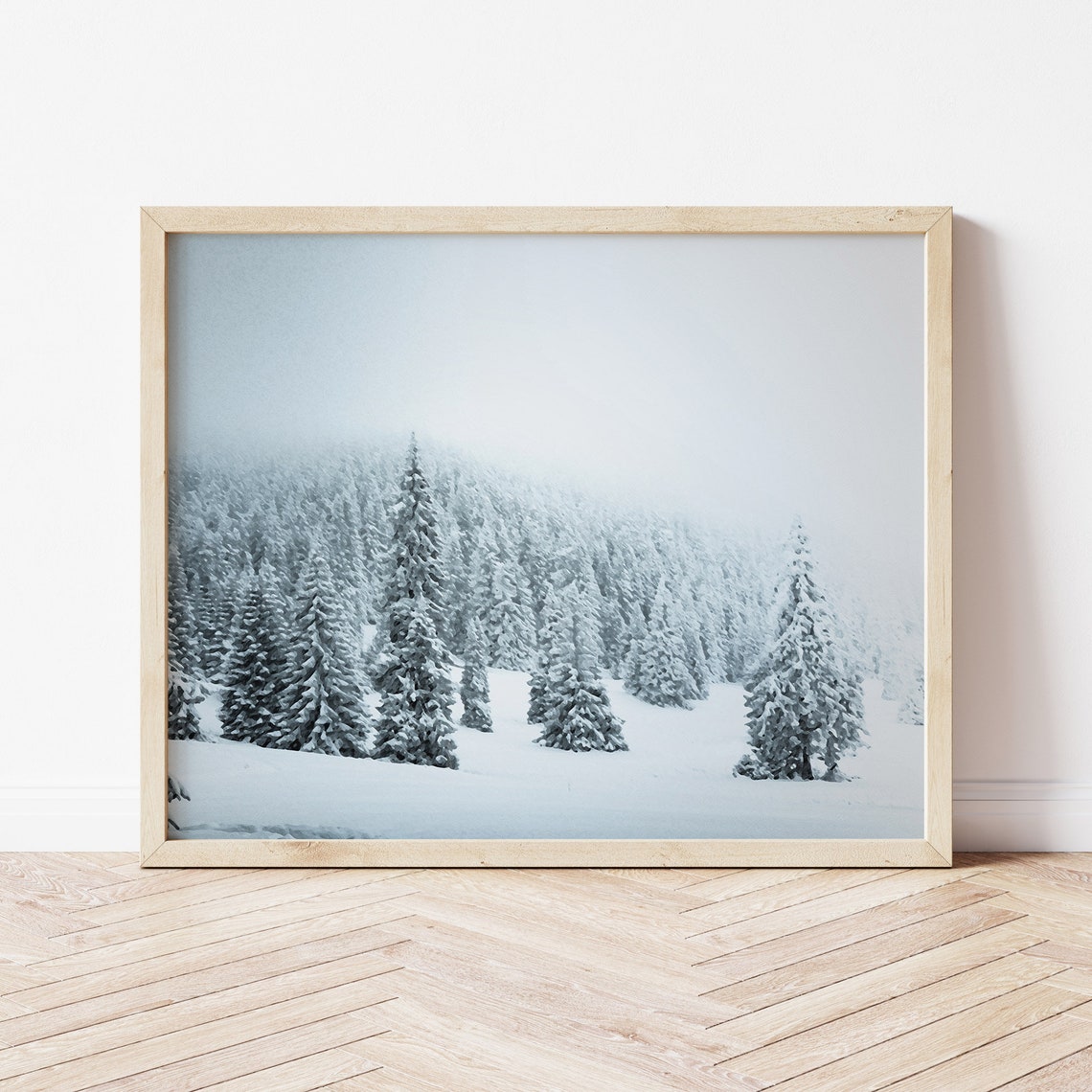 Snowy Forest Oil Painting Wall Art Winter Dcor Art 37 - Image 2