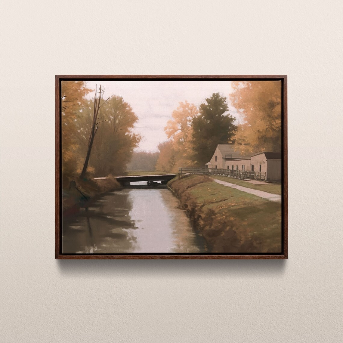 Chesapeake and Ohio Canal Vintage Oil Painting