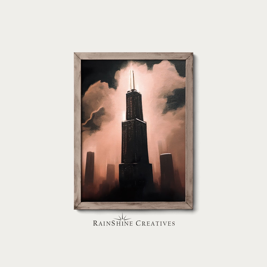 Willis Tower, Chicago Vintage Landscape Art Print