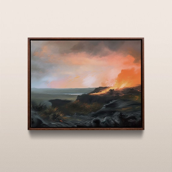 Hawaii Volcanoes National Park Vintage Oil Painting Hawaii Usa Instant 247