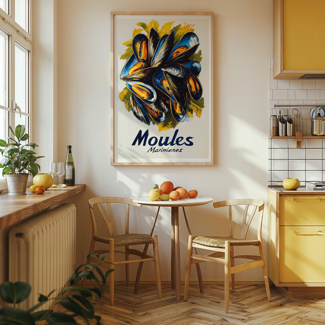 Moules Marinieres Mussels Vintage French Bistro Style Kitchen Poster - Image 2