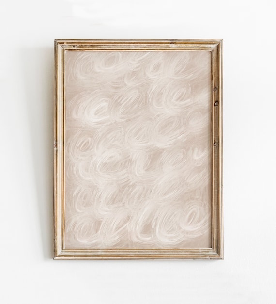 Beige Abstract Print Swirl Wall Art Scribbles Neutral Painting Minimalist Decor Instant