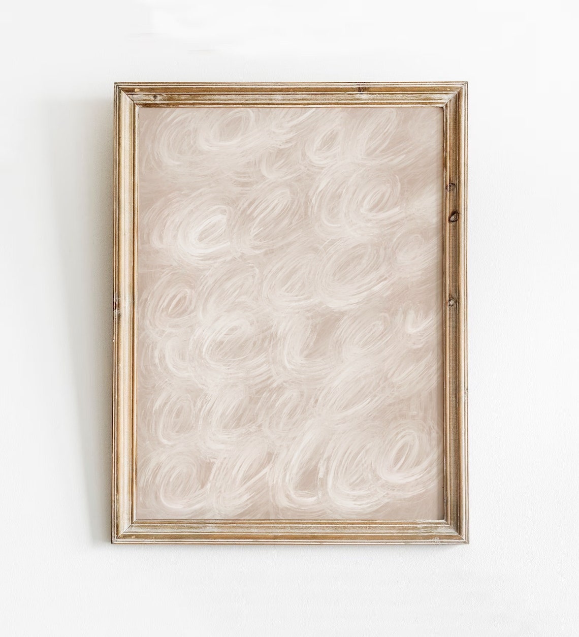 Beige Abstract Print Swirl Wall Art Scribbles Neutral Painting Minimalist Decor Instant
