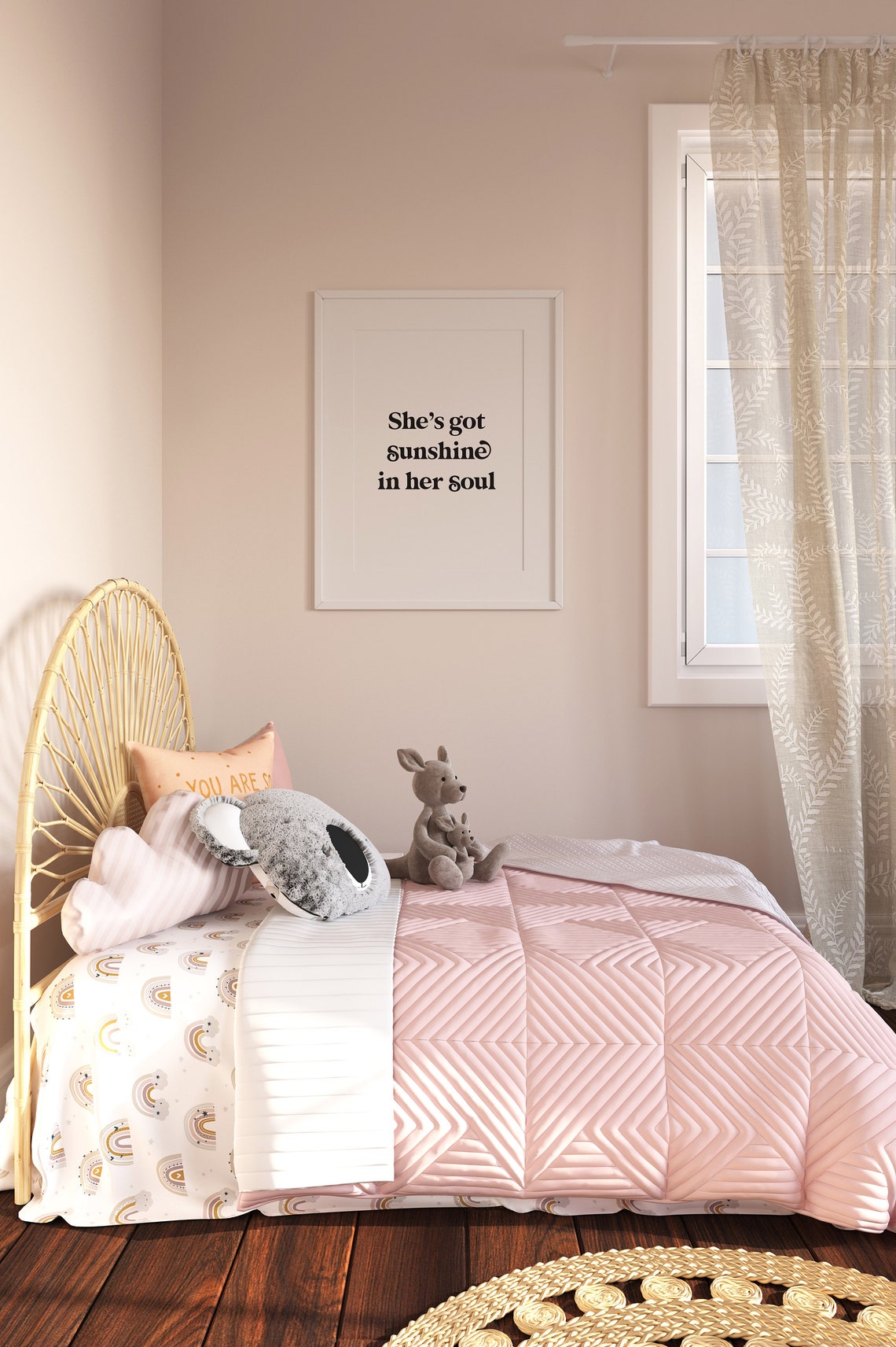 She's Got Sunshine In Her Soul Retro Serif Nursery Quote Poster - Image 2