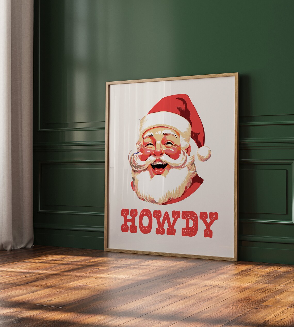 Howdy Santa Western Christmas Art Print, Retro Santa - Image 2