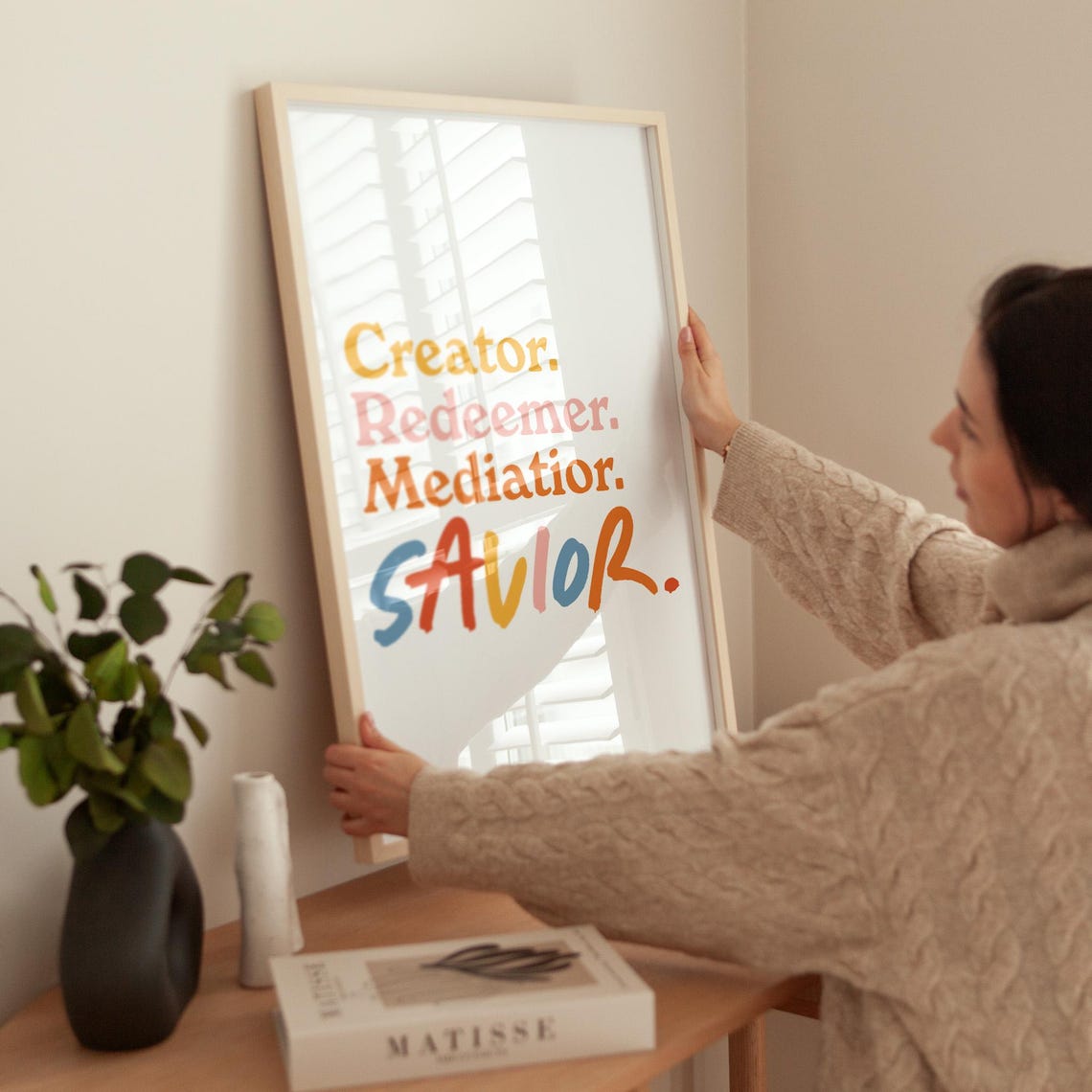 Names of Christ Creator Redeemer Savior Colorful Christian Poster Gift - Image 2