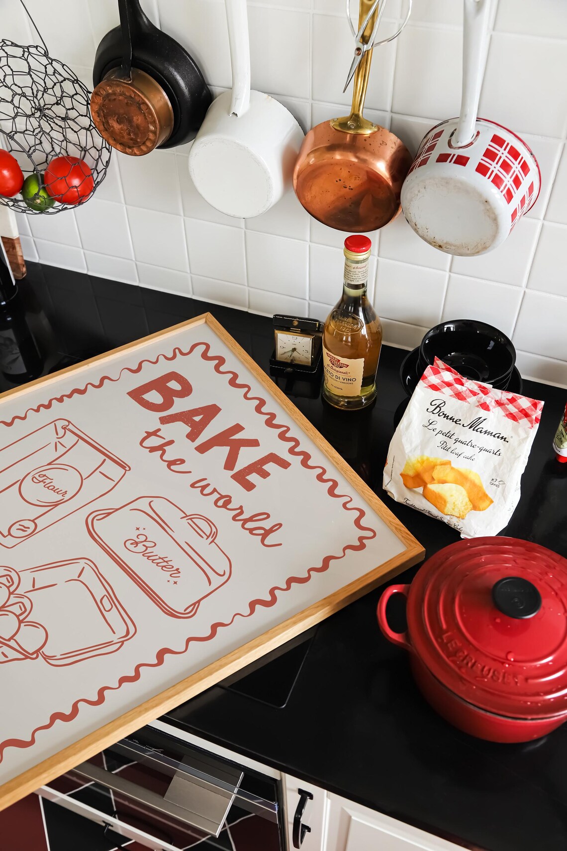 Baking Kitchen Wall Art, Retro Kitchen Quote Print