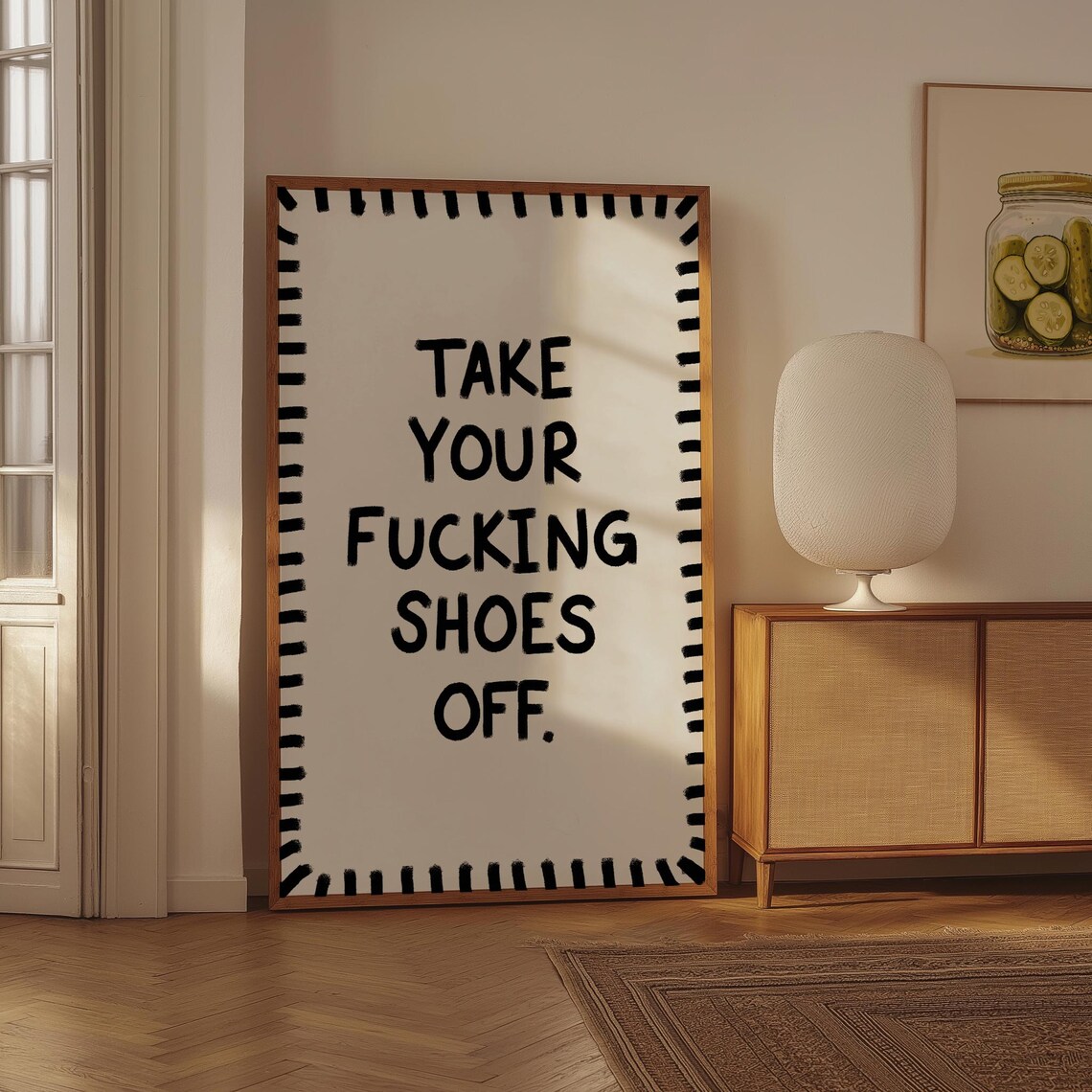 Funny Rude Entryway Sign Take Your Shoes Off House Rules Poster