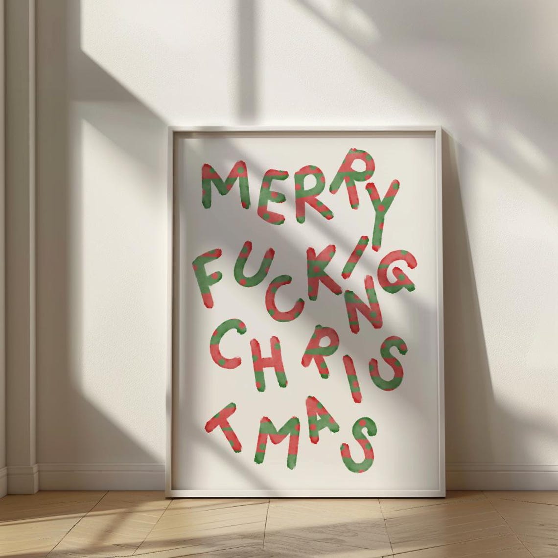 Merry Christmas Sweary Candy Cane Lettering Holiday Art Print - Image 2