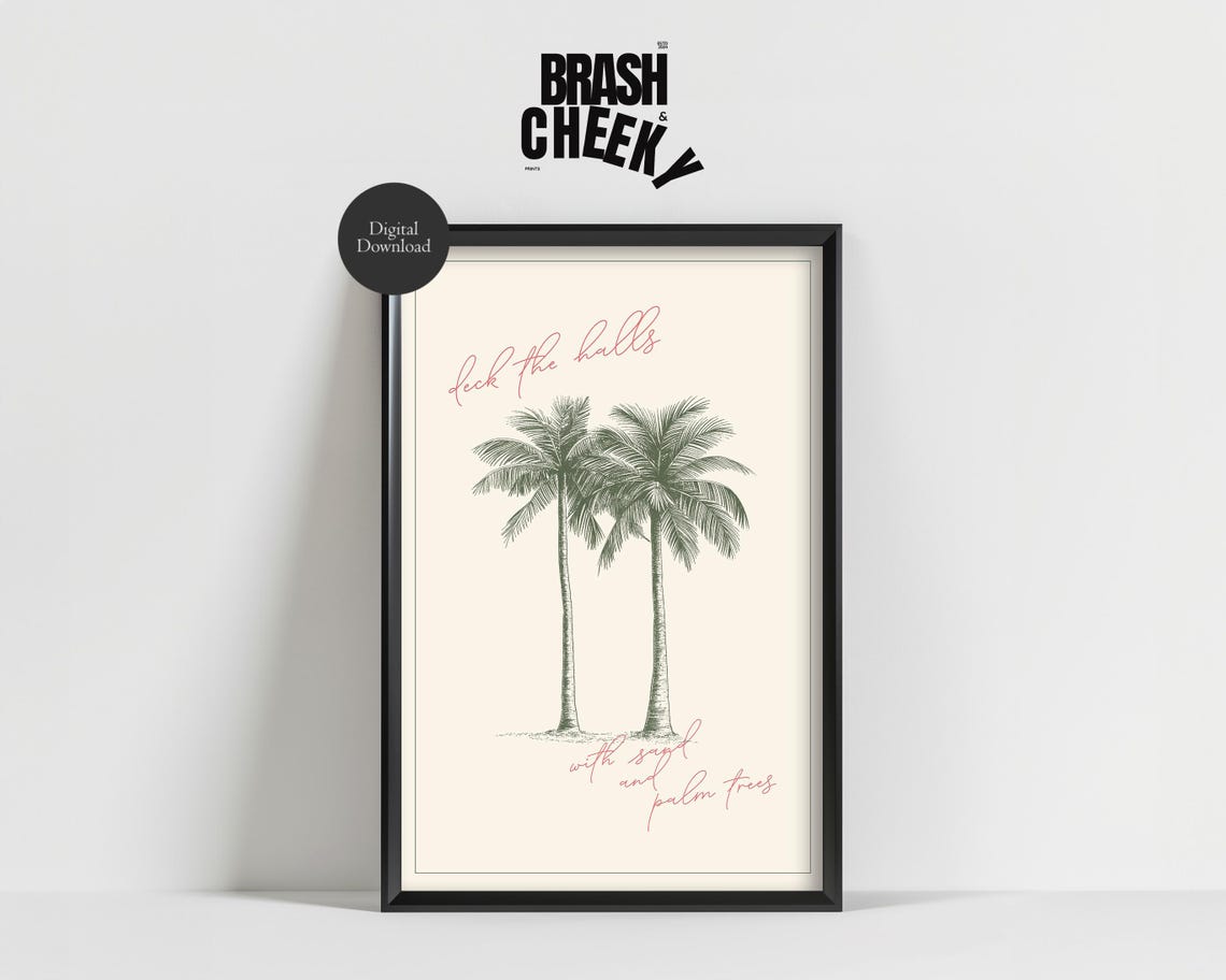 Deck the Halls with Sand and Palm Trees Tropical Christmas Poster - Image 2