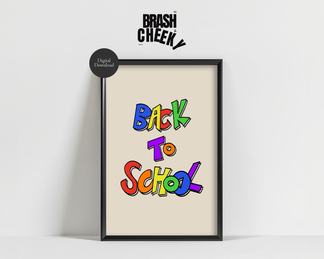 Back to School Colorful Cartoon Lettering Classroom Decor Wall Art