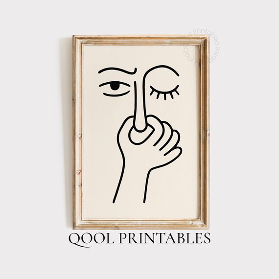 Funny Nose Pinch Face Doodle Quirky Bathroom Humor Art Poster
