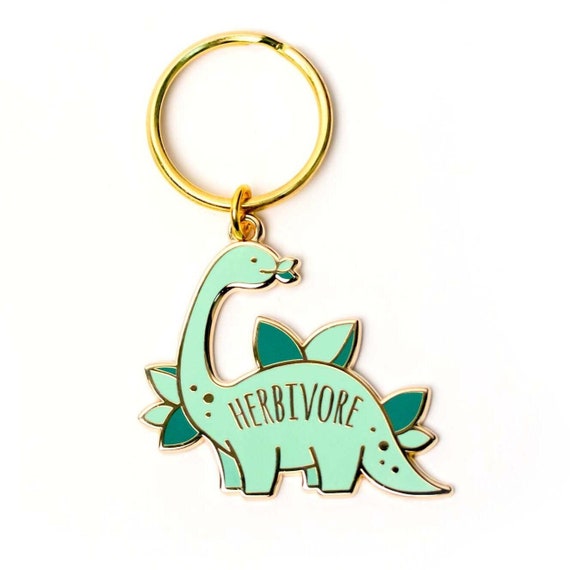 Herbivore Keychain Brontosaurus Dinosaur Enamel Charm Cute Keyring Gift
