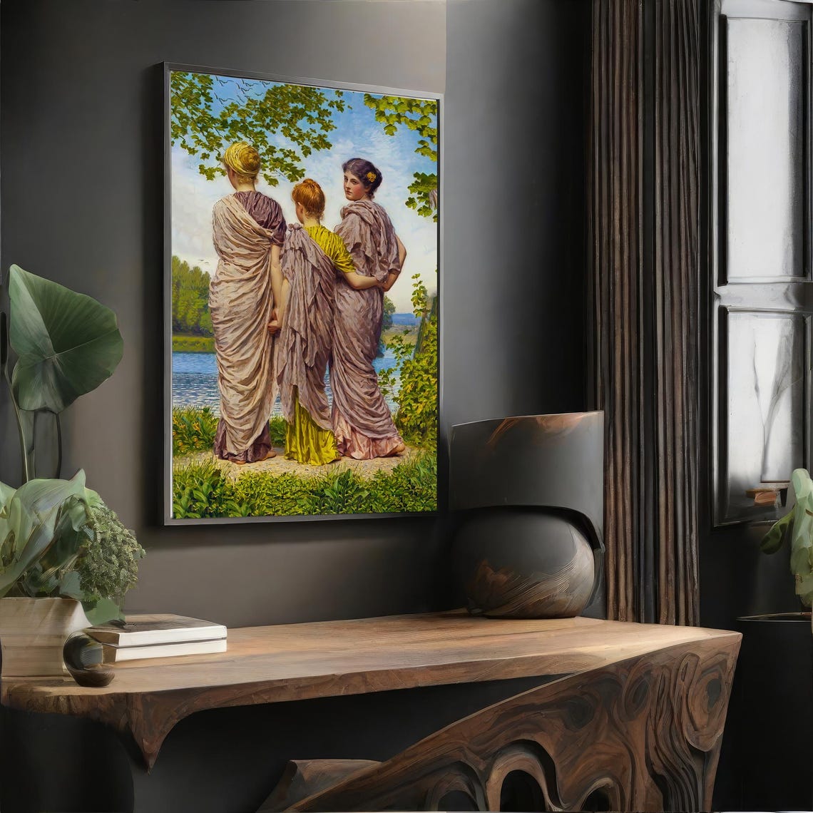 Three Classical Women by the Water Timeless Neoclassical Art Poster - Image 4