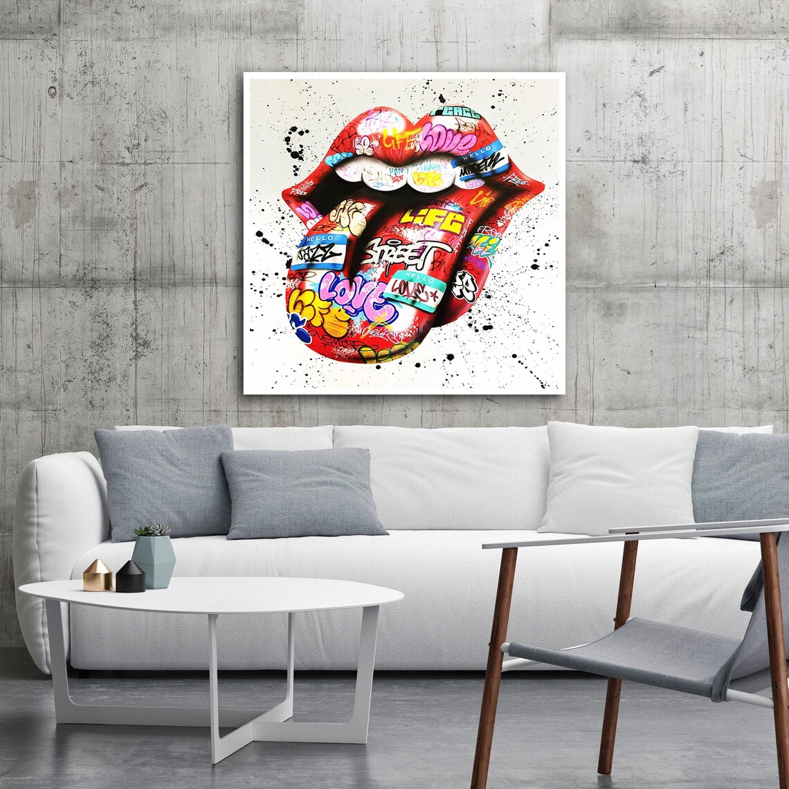 Red Lips Tongue Graffiti Street Art Rock Style Pop Culture Poster - Image 2