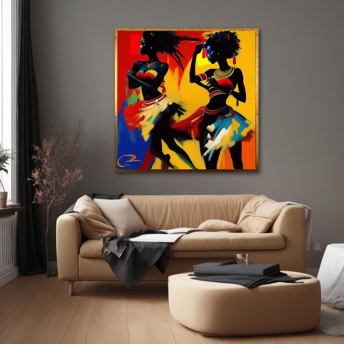 African Tribal Dancing Women Colorful Cultural Abstract Art Poster - Image 3