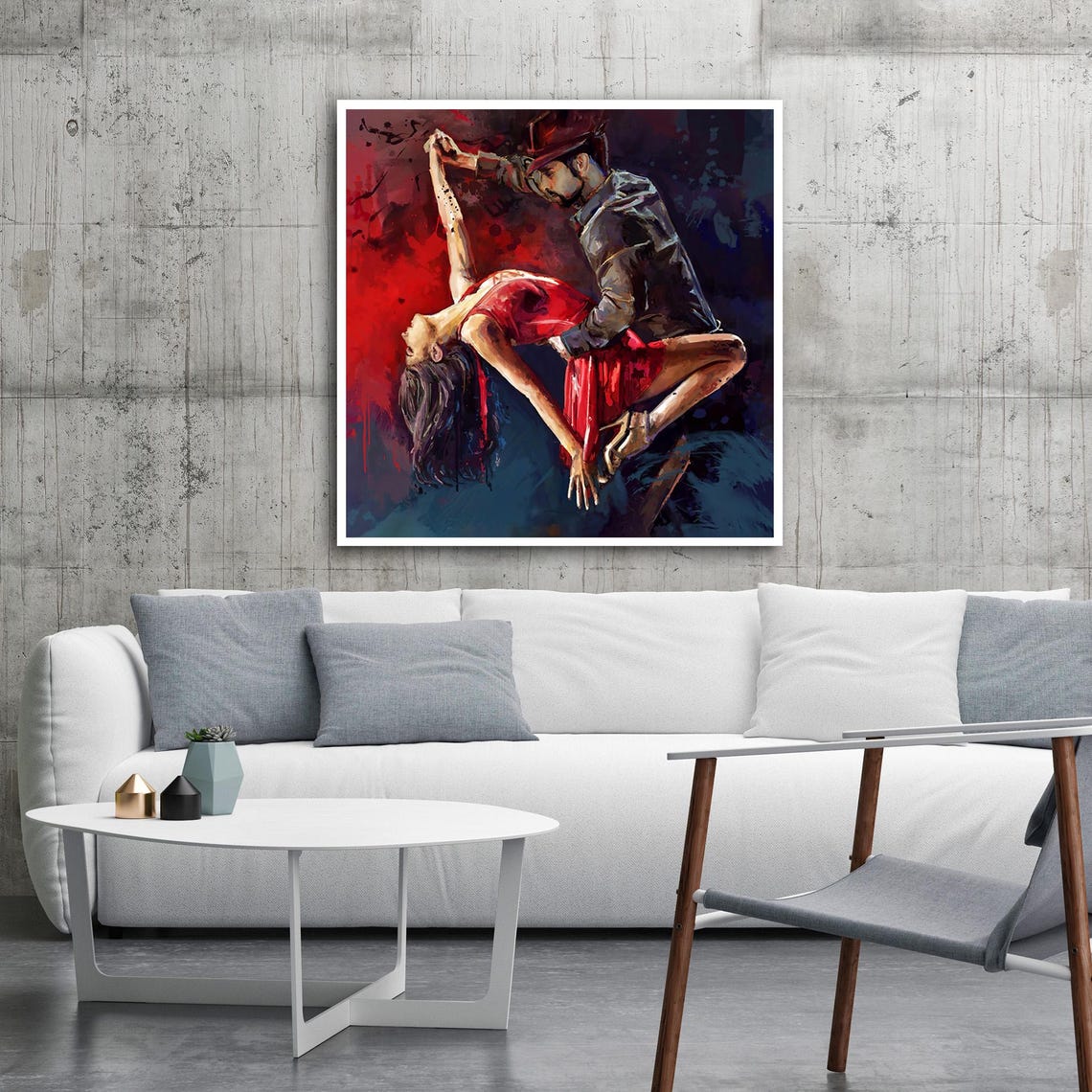 Passionate Tango Dancers Red Dress Dramatic Dance Art Poster - Image 3