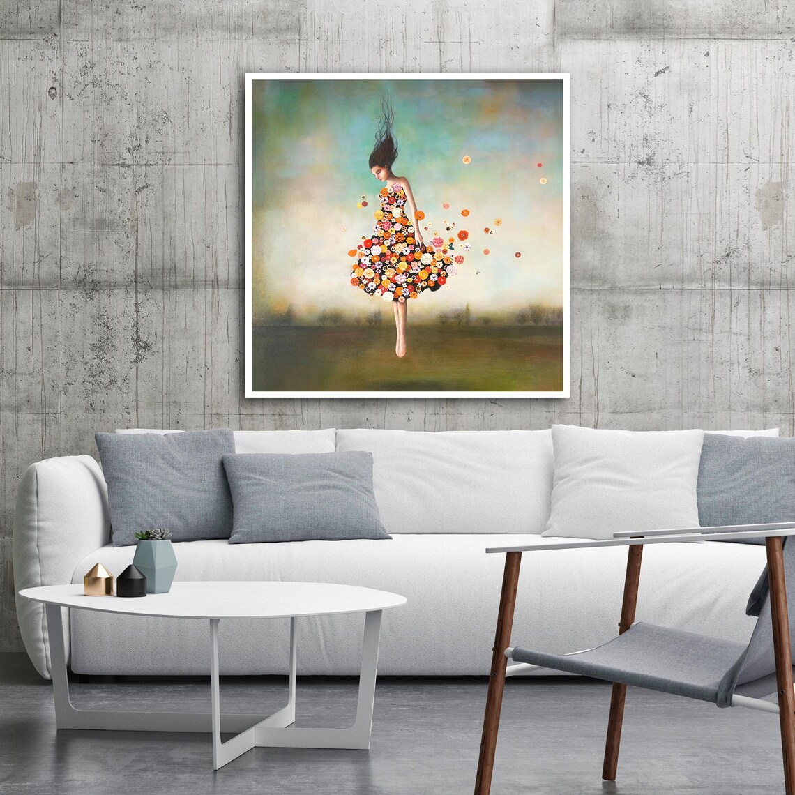 Girl Floral Dress Field Surreal Dreamy Flower Nature Art Poster - Image 2
