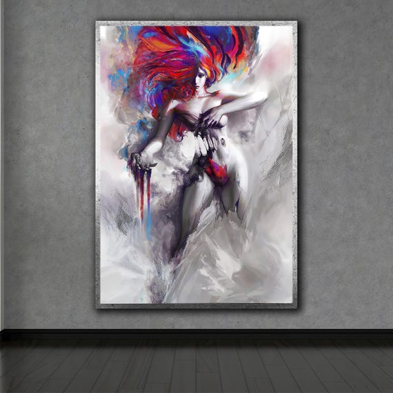 Sext Nude Wall Art Naked Woman Painting Trendy Splash Pop Art Style Print Multicolored Decor Woman Wall Art Popart Print Poster
