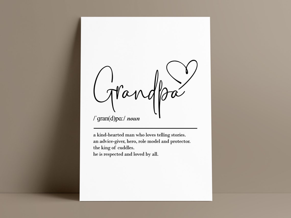 Grandpa Definition With Heart Dictionary Style Gift Typography Poster - Image 2