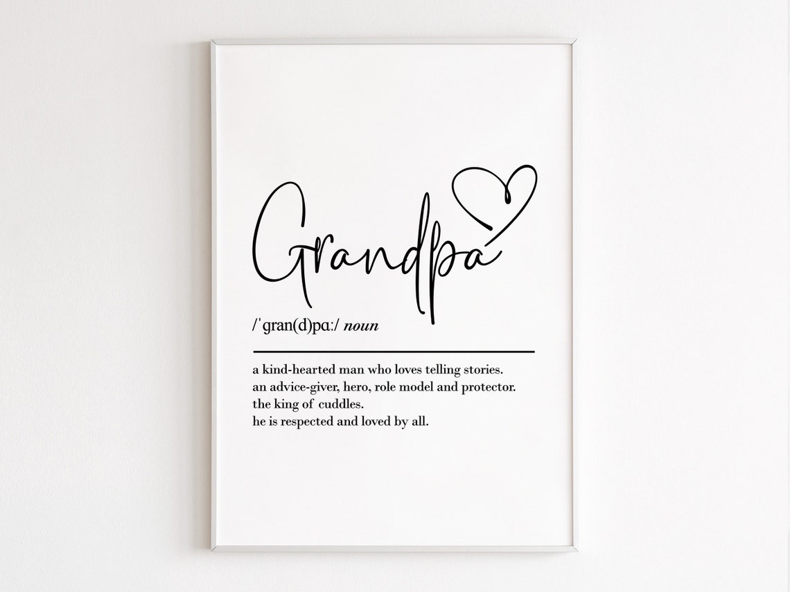 Grandpa Definition With Heart Dictionary Style Gift Typography Poster