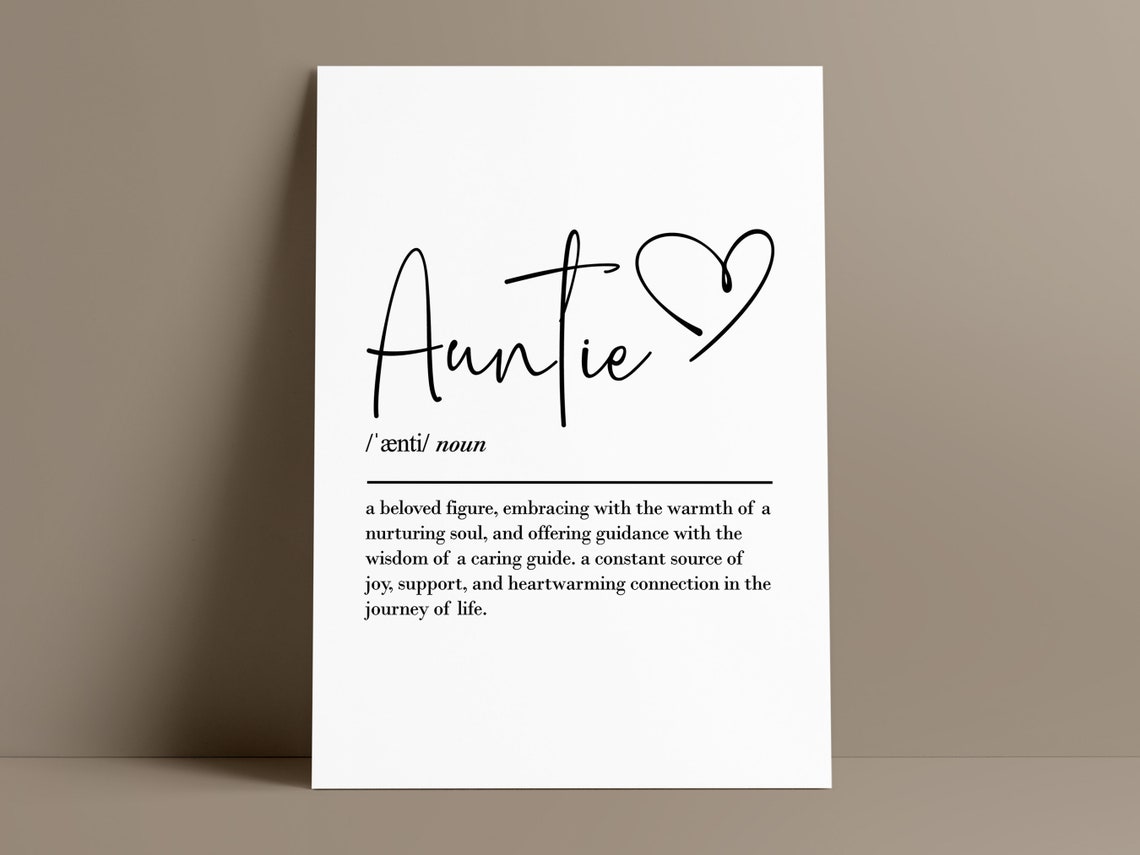 Auntie Definition With Heart Dictionary Style Gift Typography Poster - Image 2