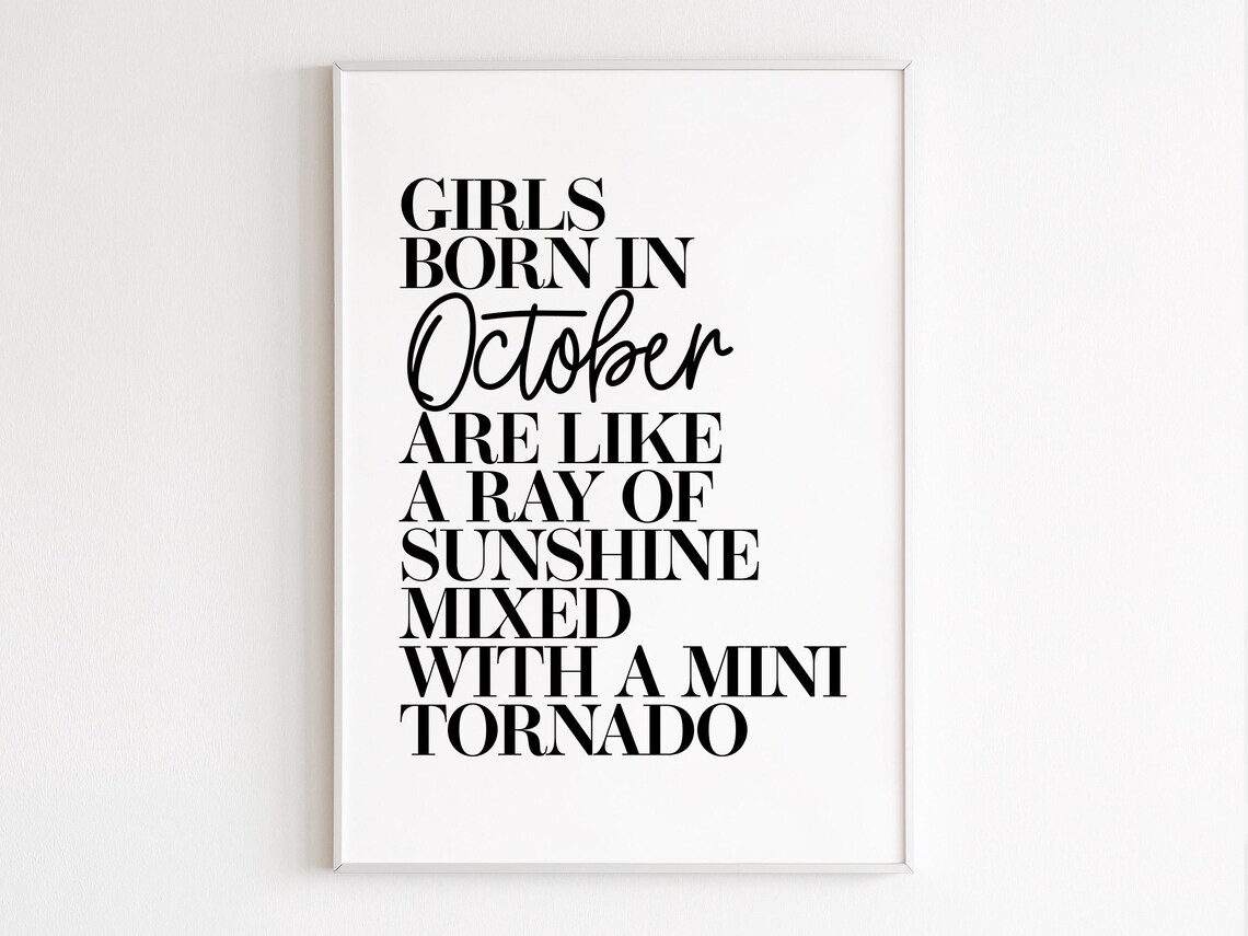 Girls Born In October Ray Of Sunshine Mini Tornado Birthday Poster