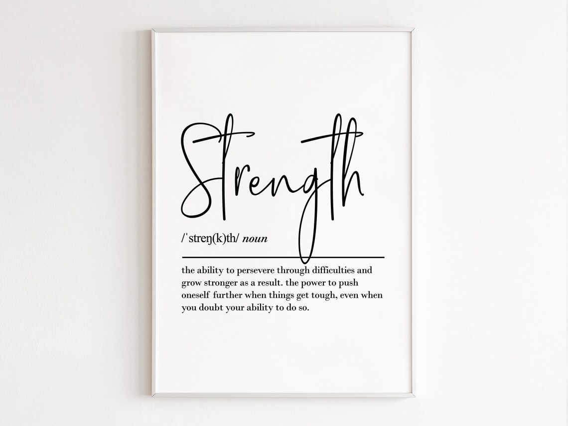 Strength Definition Art Print, Inspirational Office Decor
